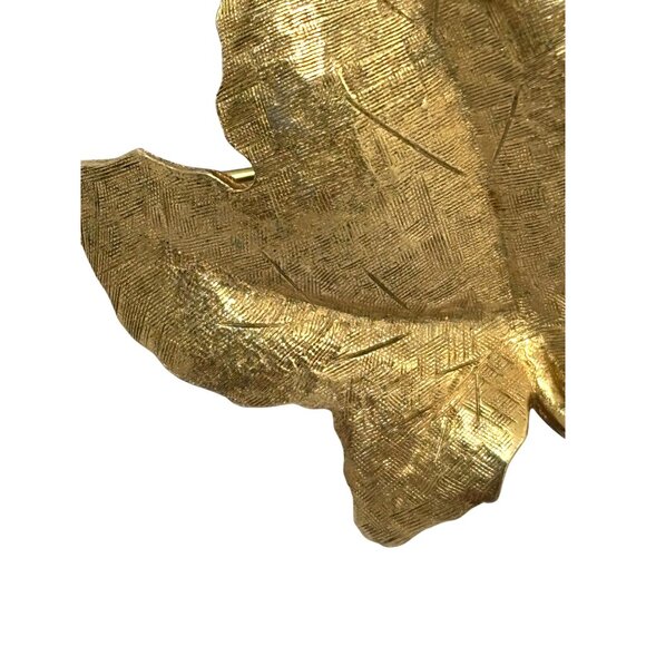 Vintage Gold-Tone Maple Leaf Brooch by Charel Textured Finish - Picture 14 of 15